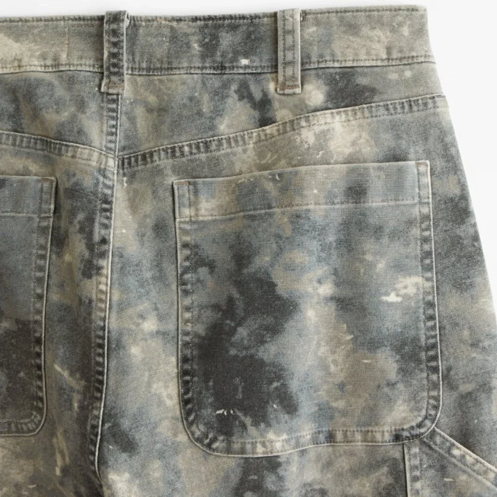 A&F Men's Baggy Workwear Pant, Dark Gray Camo Pattern, 32x28, EUC